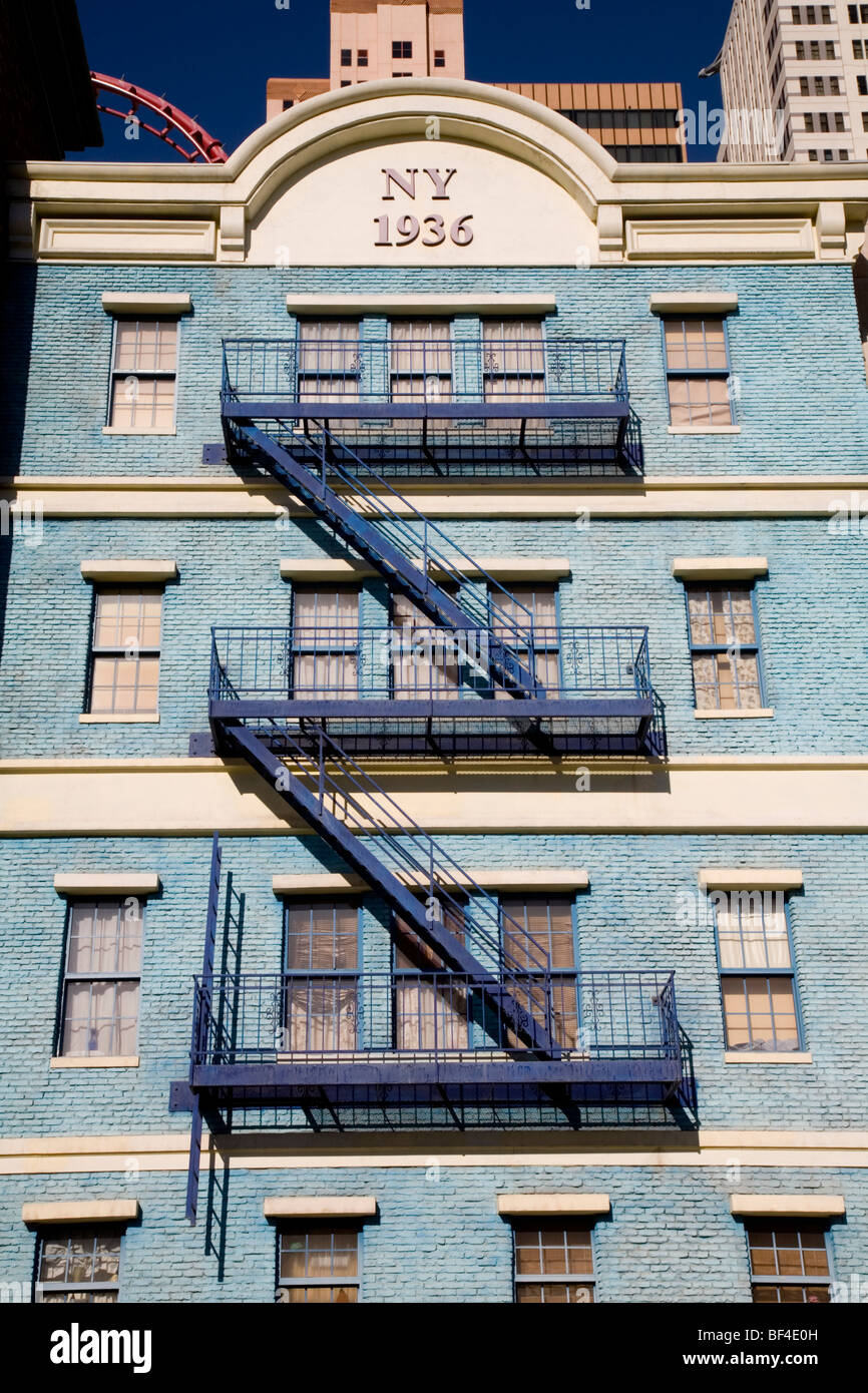 Apartment with fire escape at New York - New York Hotel, Las Vegas Stock Photo