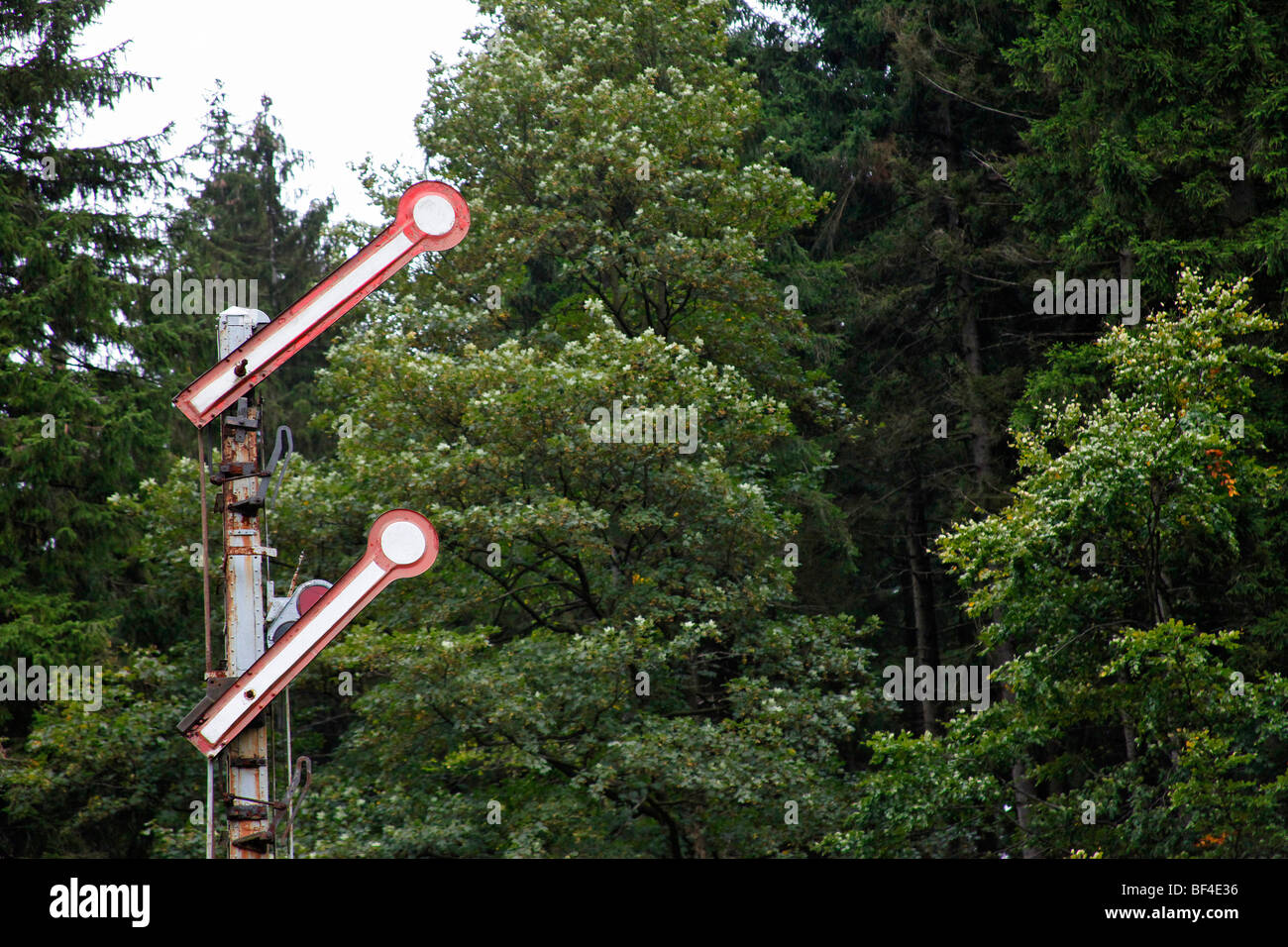 An open railway signal in Oberhof, Thuringia, Germany, Europe Stock Photo