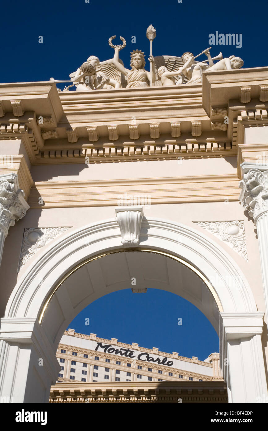 Archway outside Renaissance style Monte Carlo Hotel, Las Vegas Stock Photo