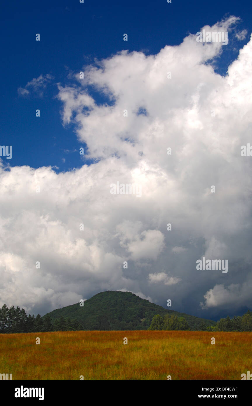 Storm clouds above the Ruzak, Ruzovský vrch, Srbská Kamenice, Windisch-Kamnitz, Bohemian Switzerland, Czech Republic, Europe Stock Photo