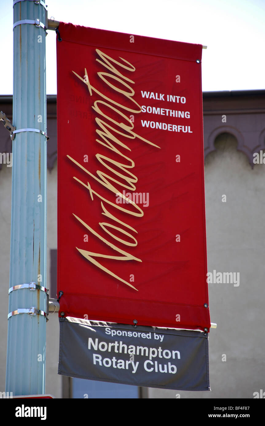 Street banner of Northampton Rotary Club in Northampton, Massachusetts
