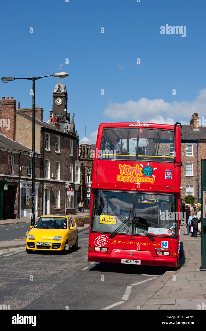 Red City sightseeing bus in York, England Stock Photo