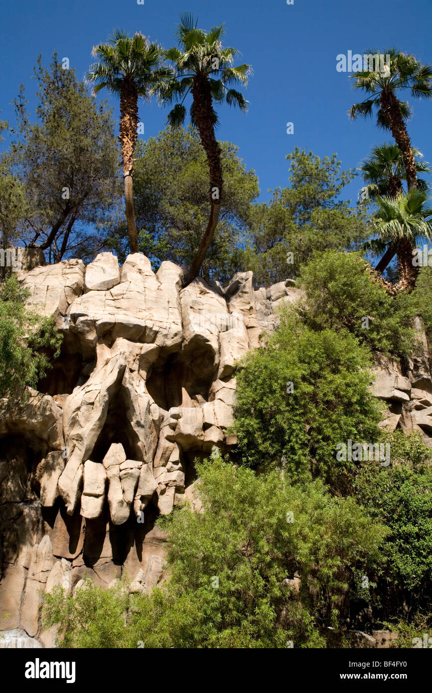 Skull Rock at Treasure Island (TI) Hotel Pirate Cove, Las Vegas Stock Photo