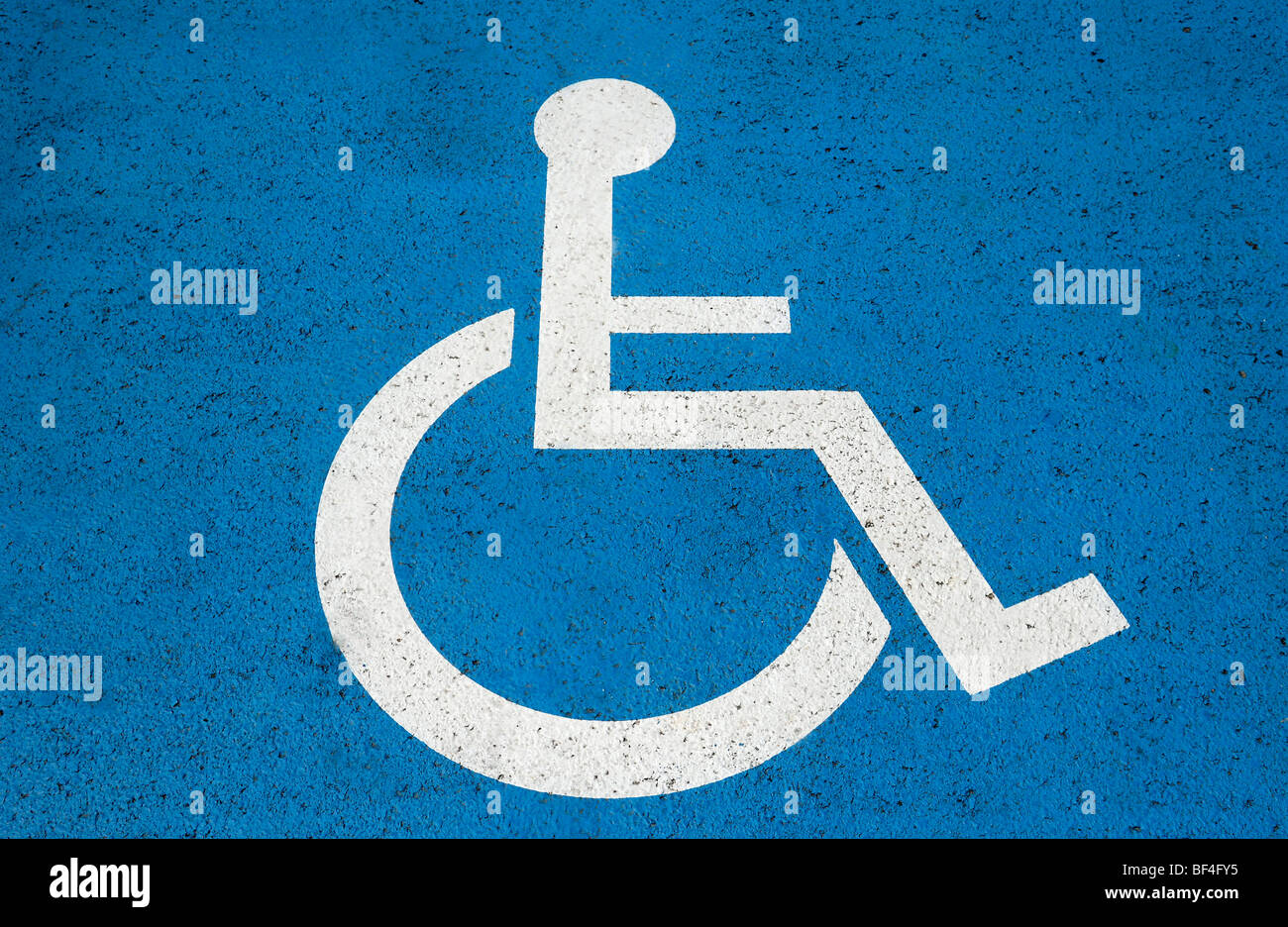 Sign for disabled parking on a blue background Stock Photo
