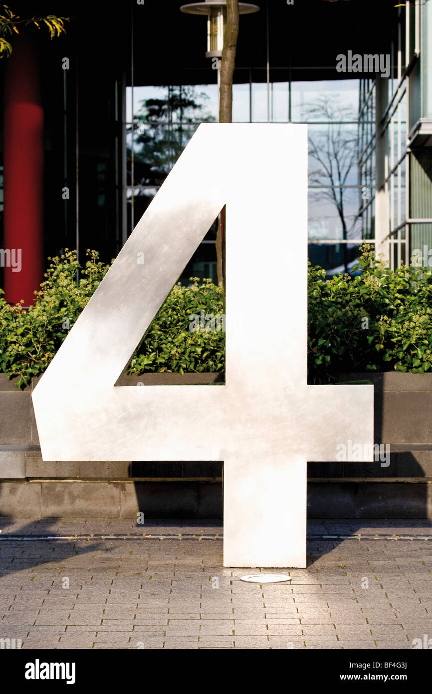 House number four, stainless steel number, sculpture, number sculpture ...