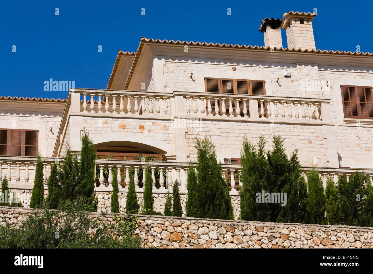 Mediterranean house in the bay Cala Santanyi, Mallorca, Majorca, Balearic Islands, Mediterranean Sea, Spain, Europe Stock Photo