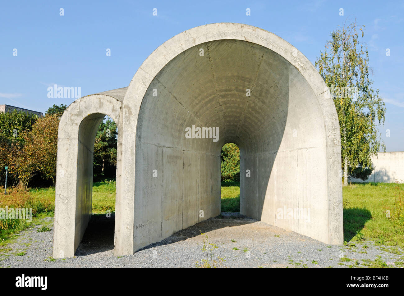 Modern architecture, sculpture, former missile base, art museum, Langen Foundation, architect Tadao Ando, Hombroich, Kreis Neus Stock Photo