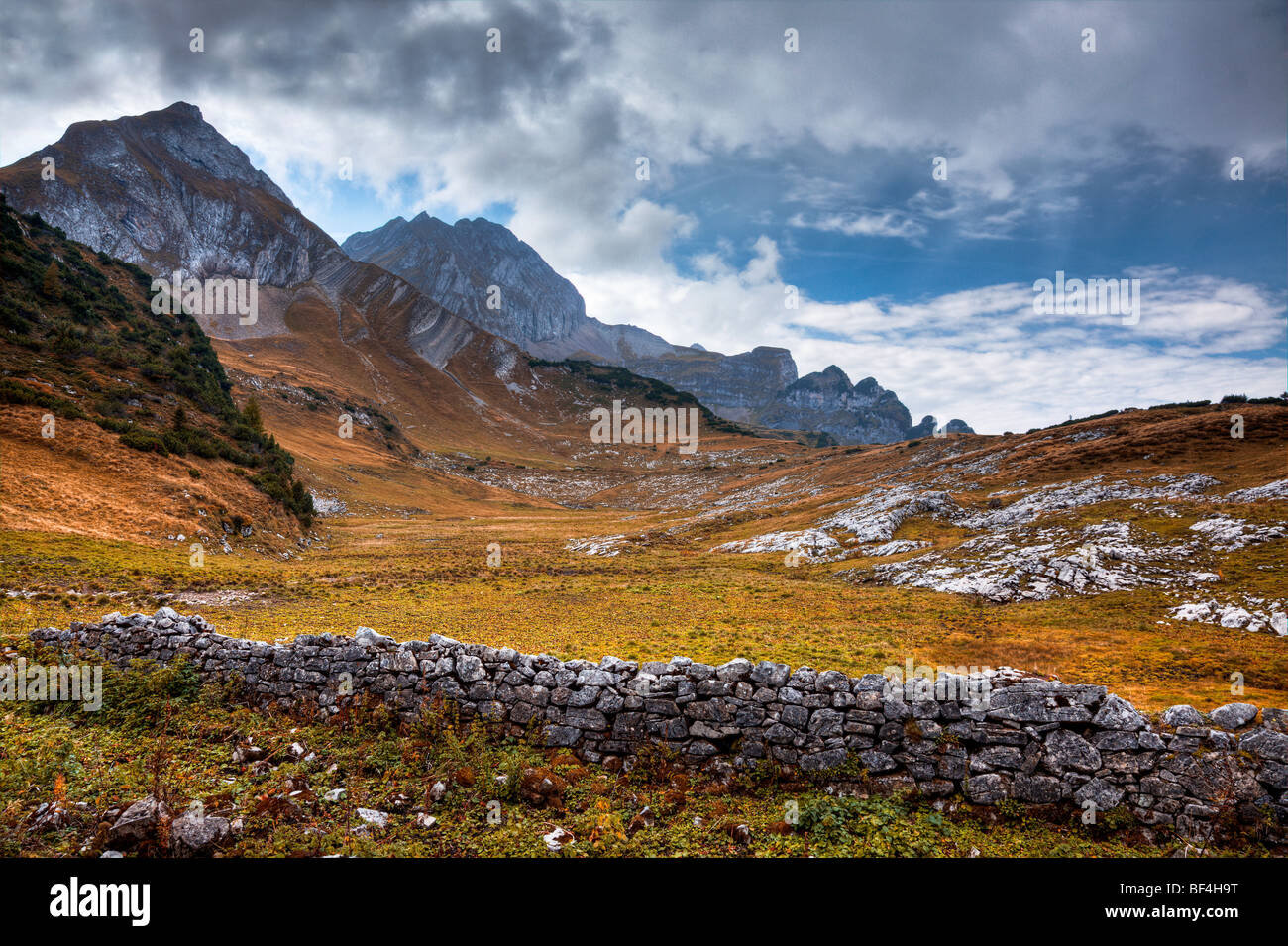 Ruins of a wall, Buchs, Eastern Swiss Alps, Austria, Europe Stock Photo