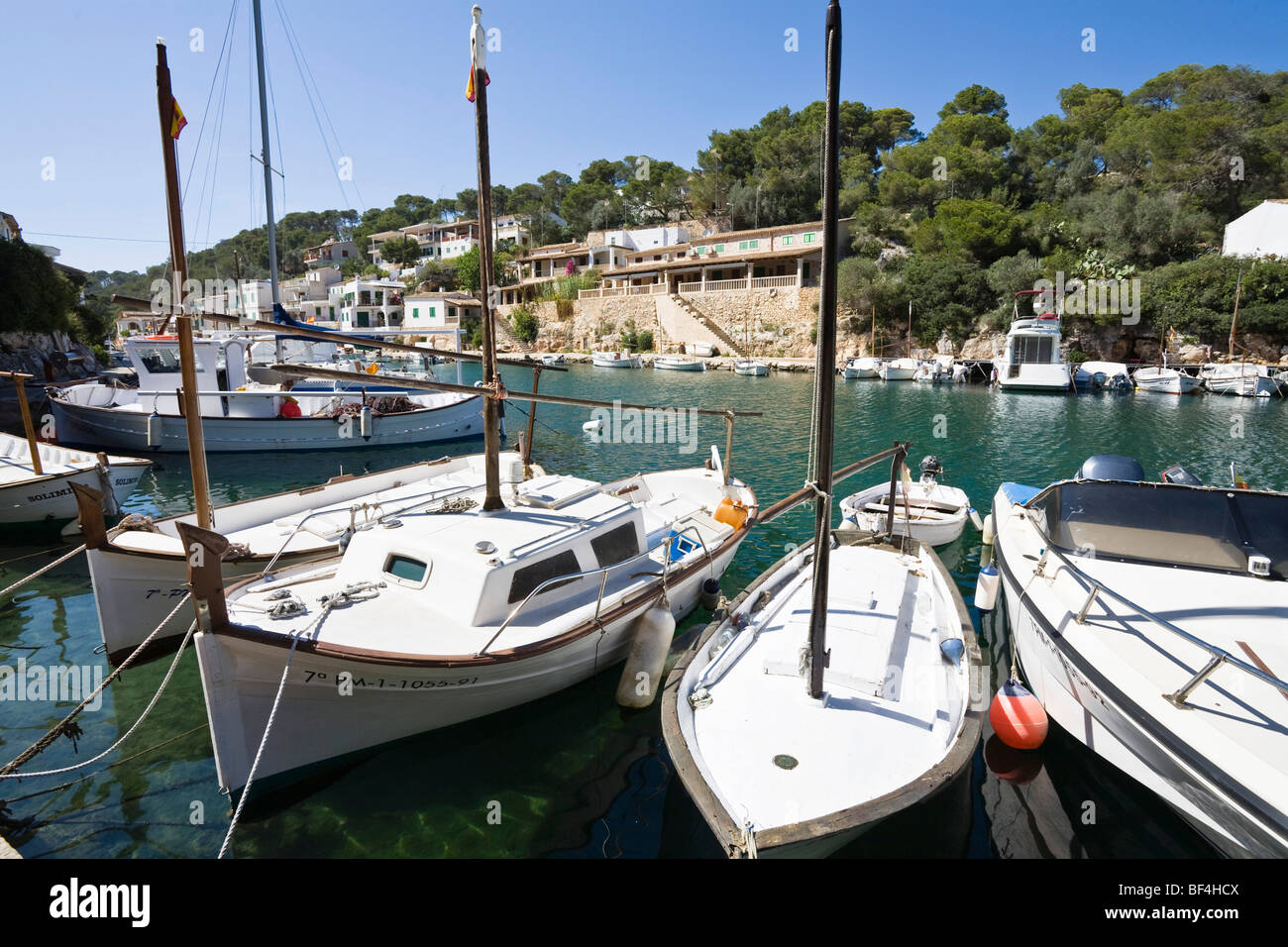 Harbour of Cala Figuera, fishing boats, Mallorca, Majorca, Balearic Islands, Mediterranean Sea, Spain, Europe Stock Photo