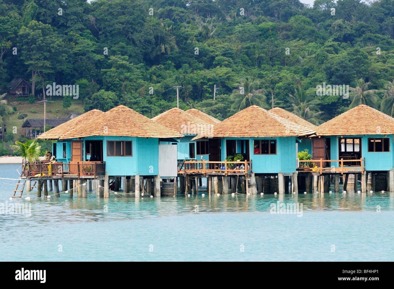 Thailand; Trat Province; Koh Chang; Bangbao; Huts built on stilts in the sea  Stock Photo - Alamy
