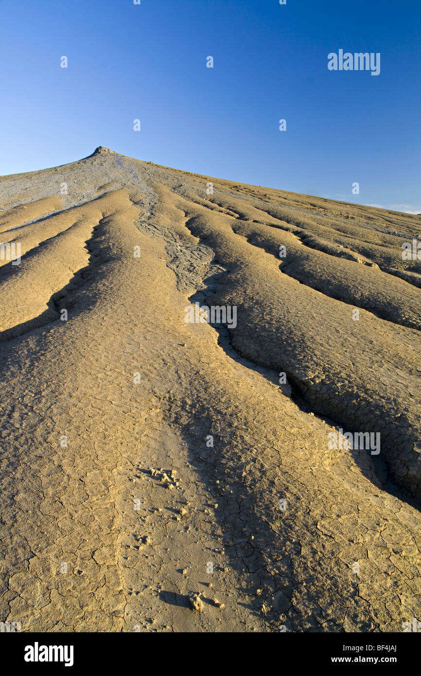 Mud cone and crater from the Mud Volcanoes, Romania Stock Photo