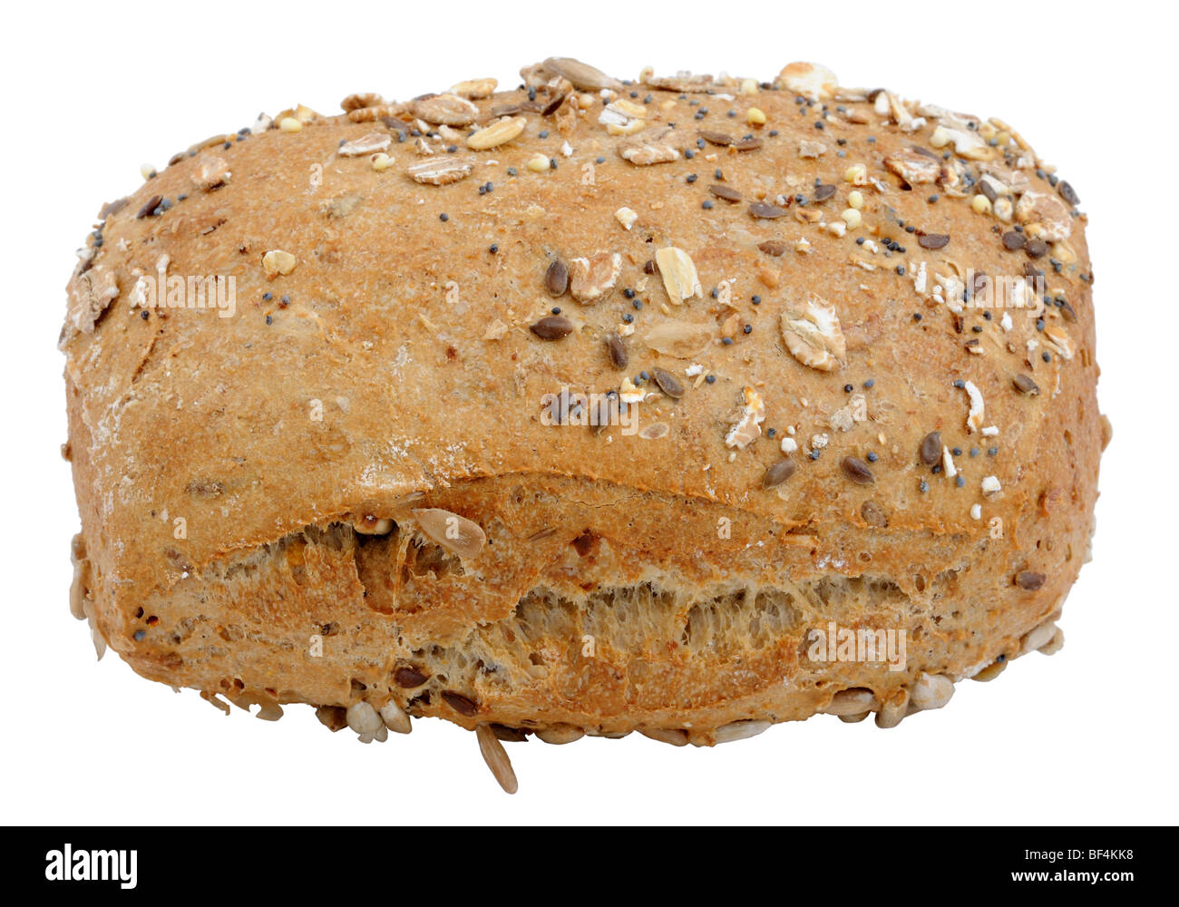 Wholegrain bread roll isolated over white background Stock Photo