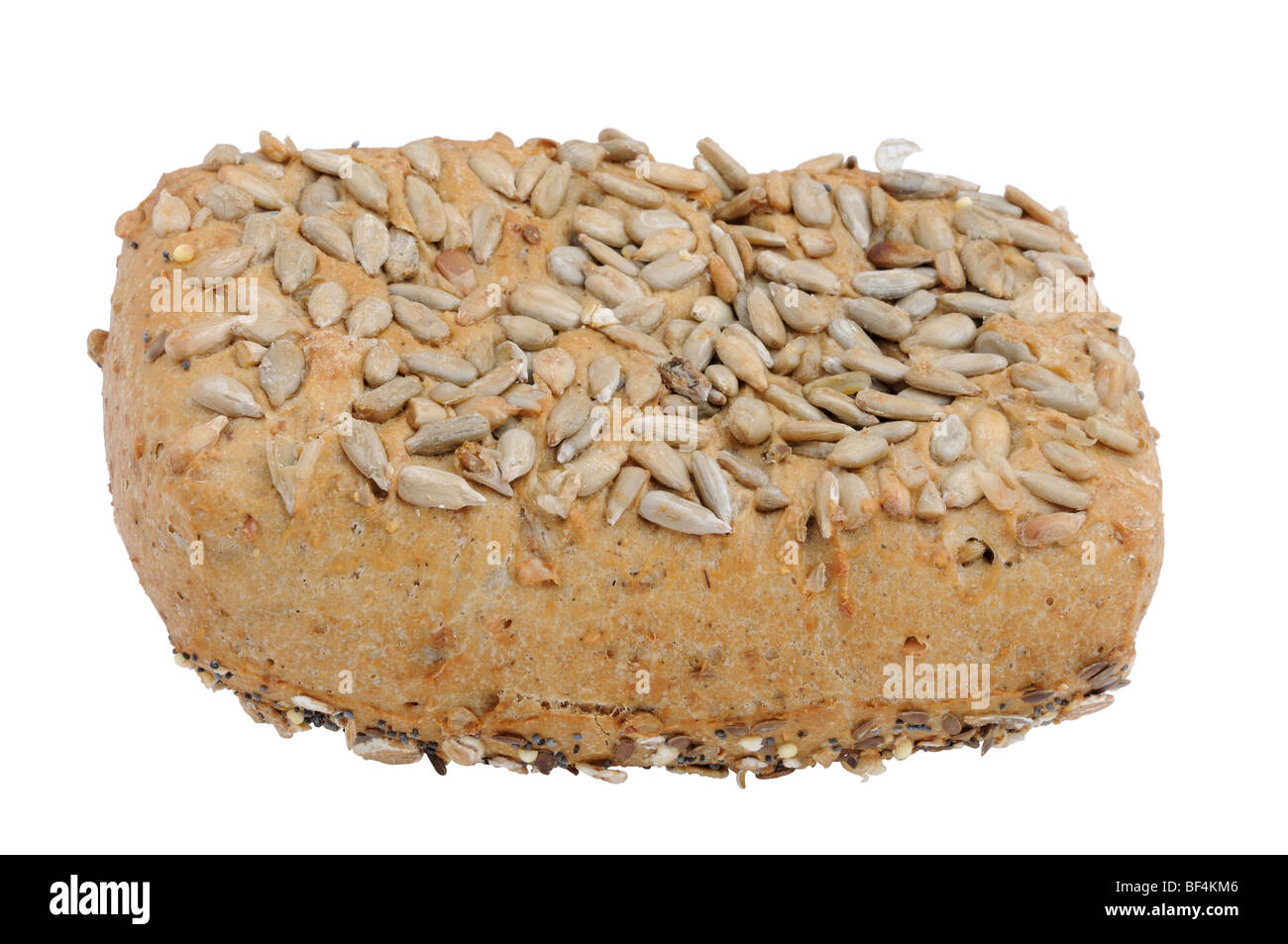Wholegrain bread roll with sunflower seeds Stock Photo