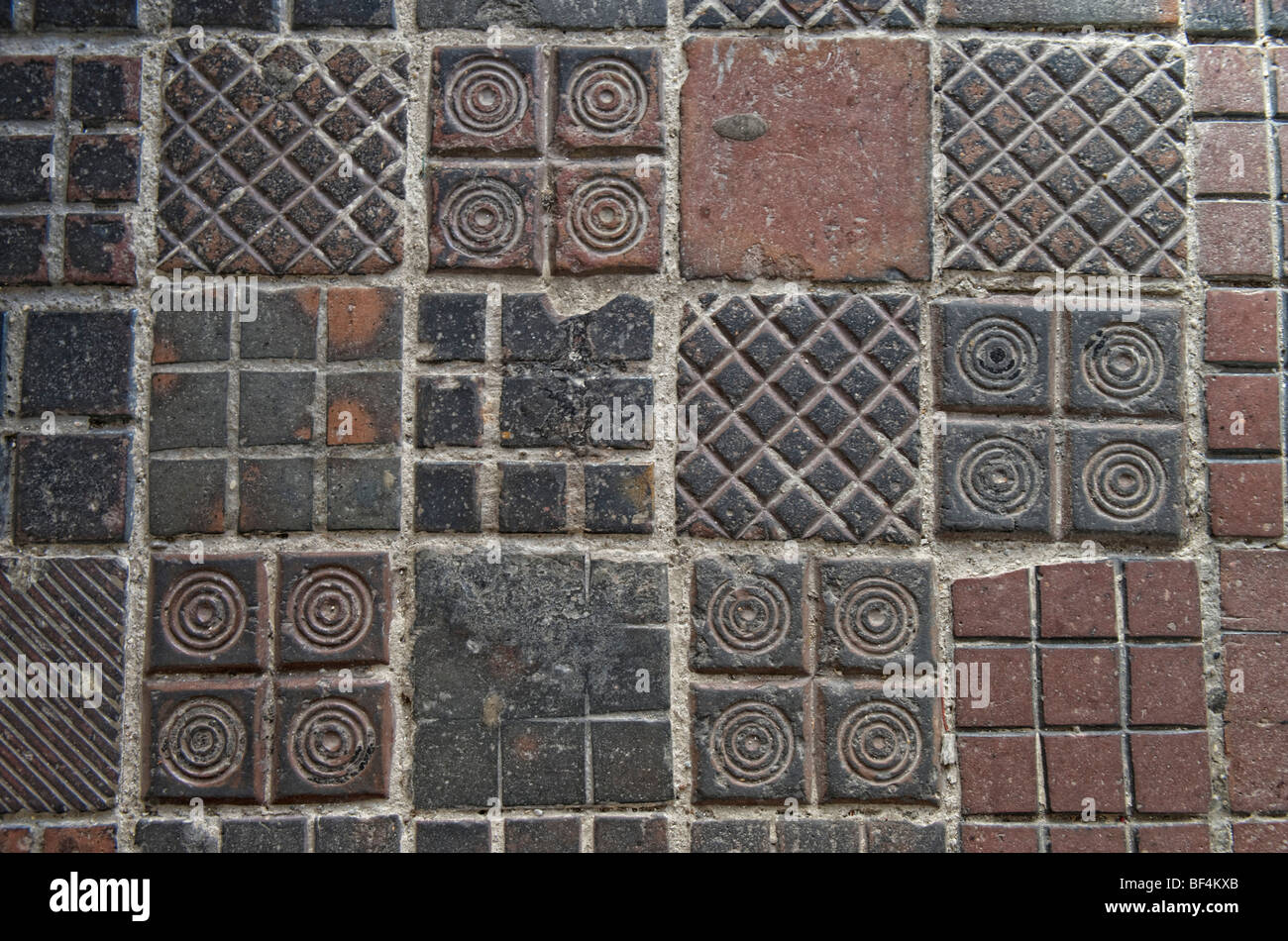 Old paving tiles, town square, Muehldorf am Inn, Bavaria, Germany, Europe Stock Photo