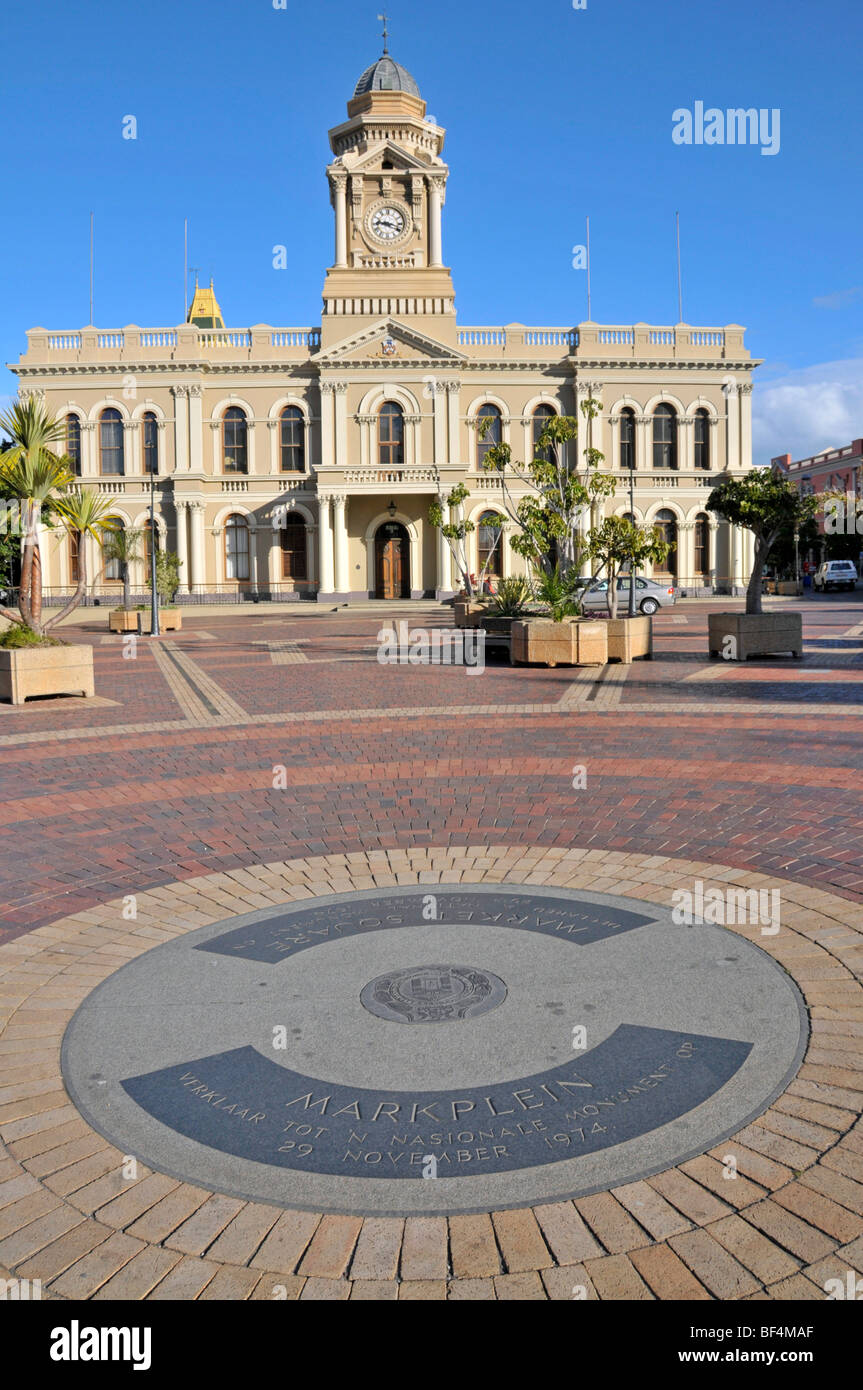 Market square, in the back the town hall, Port Elizabeth, Eastern Cape, South Africa, Africa Stock Photo