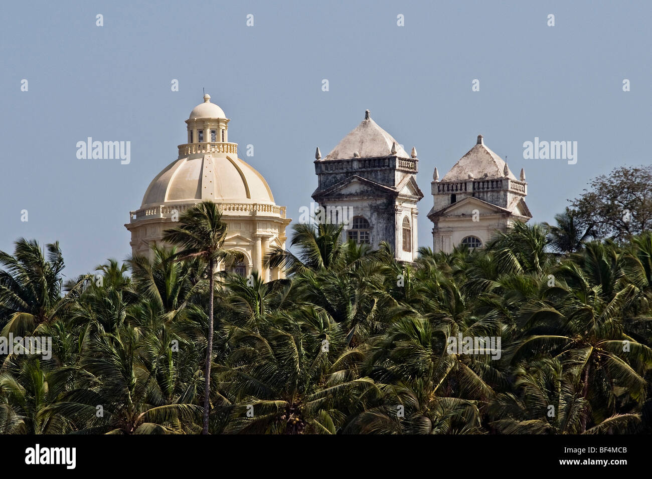 View of the dome and the towers of the Church of St. Cajetan, Old Goa, Velha Goa, India, Asia Stock Photo