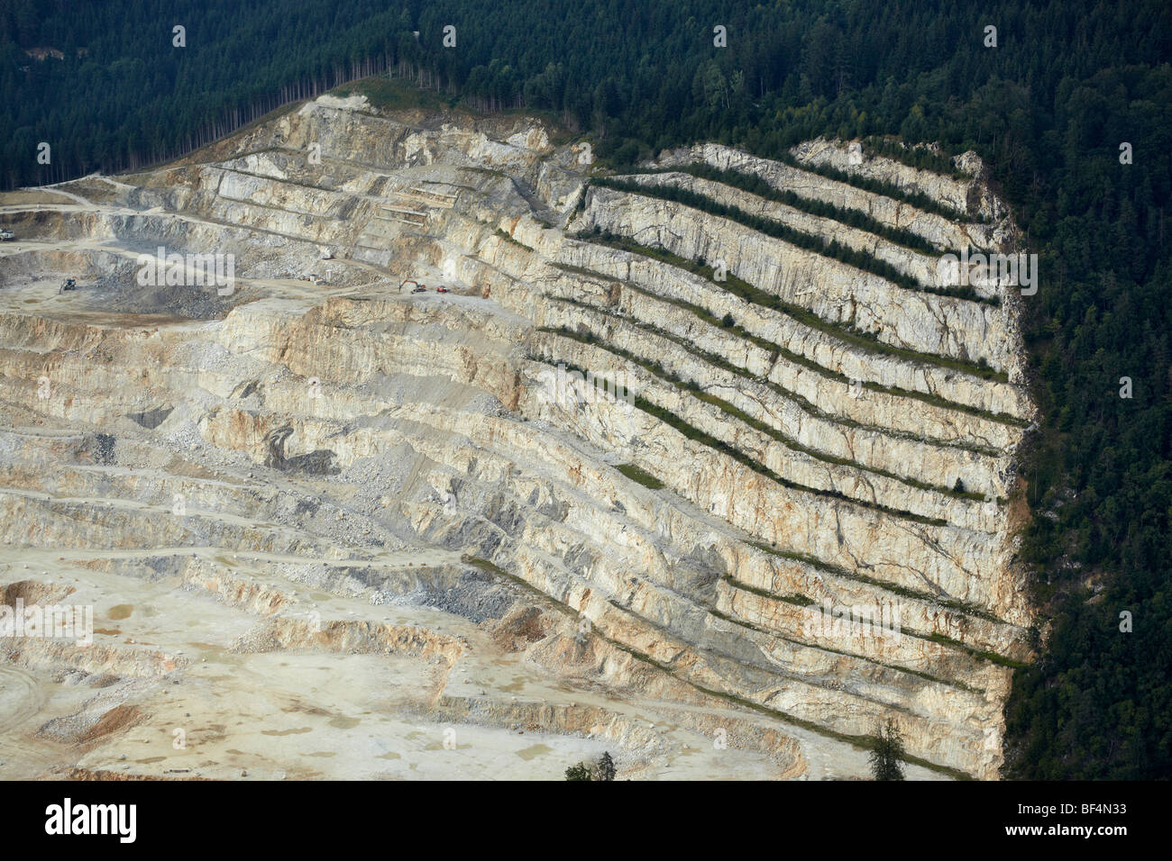 Omya quarry in Gummern near Villach, aerial photo, Carinthia, Austria, Europe Stock Photo