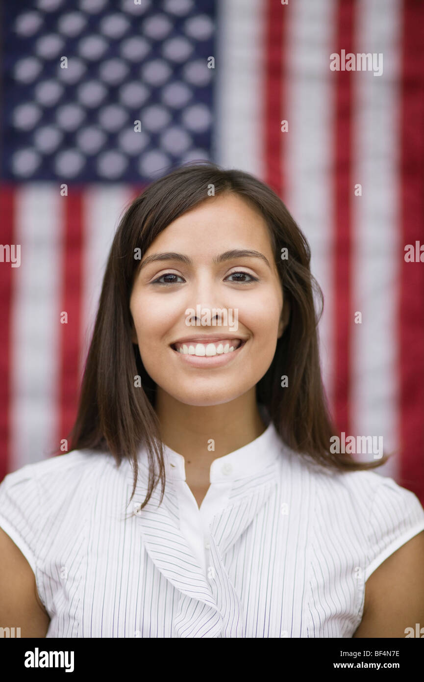 Latina woman american flag hi-res stock photography and images - Alamy