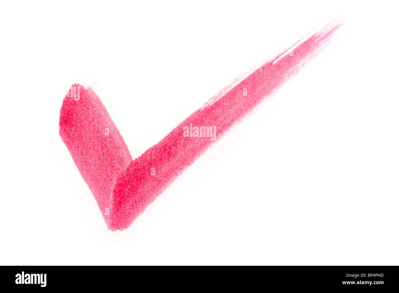 Red Check Mark with white background Stock Photo