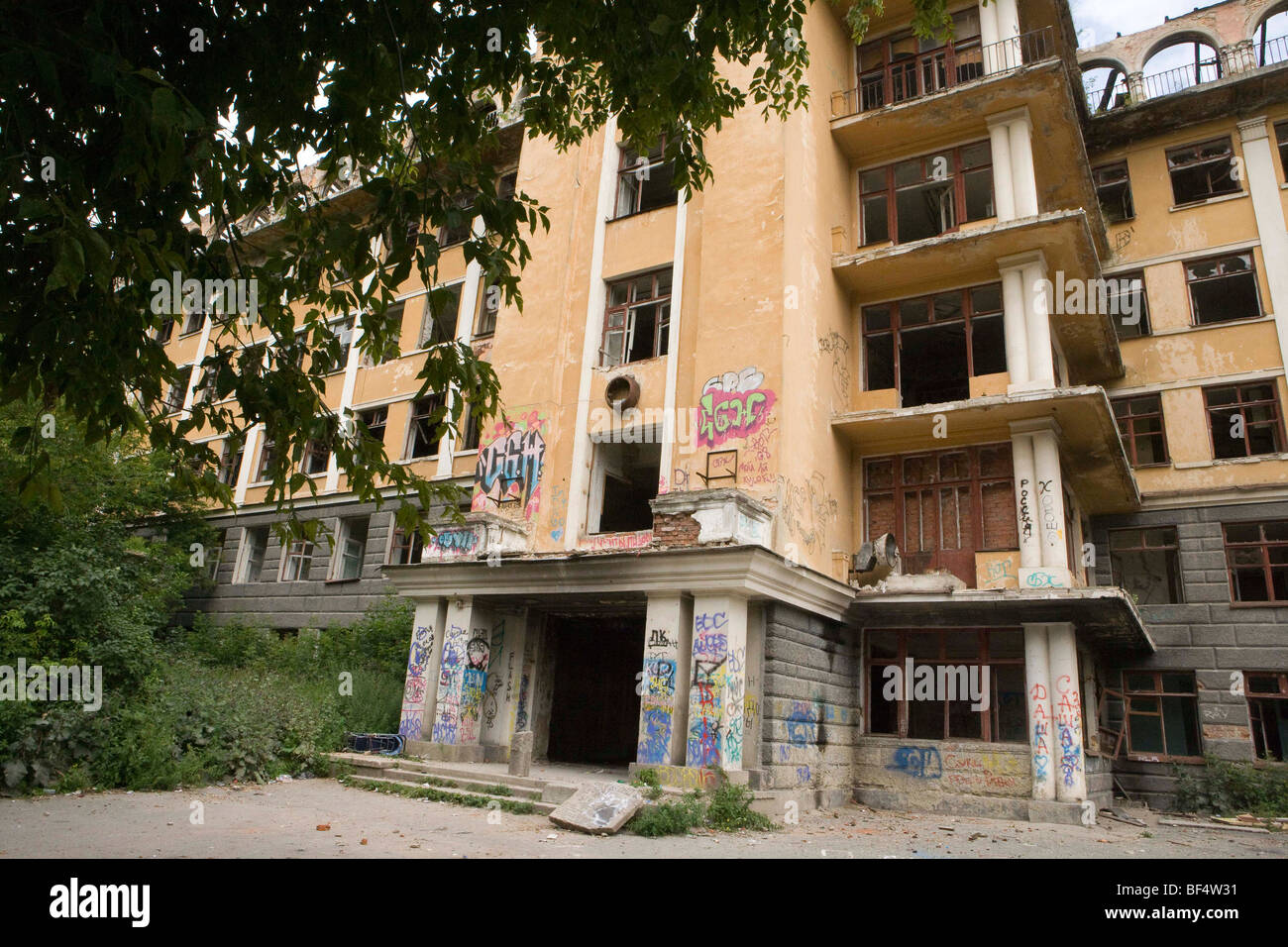 Abandoned hospital with graffiti on walls, Ekaterinberg, Russia Stock Photo