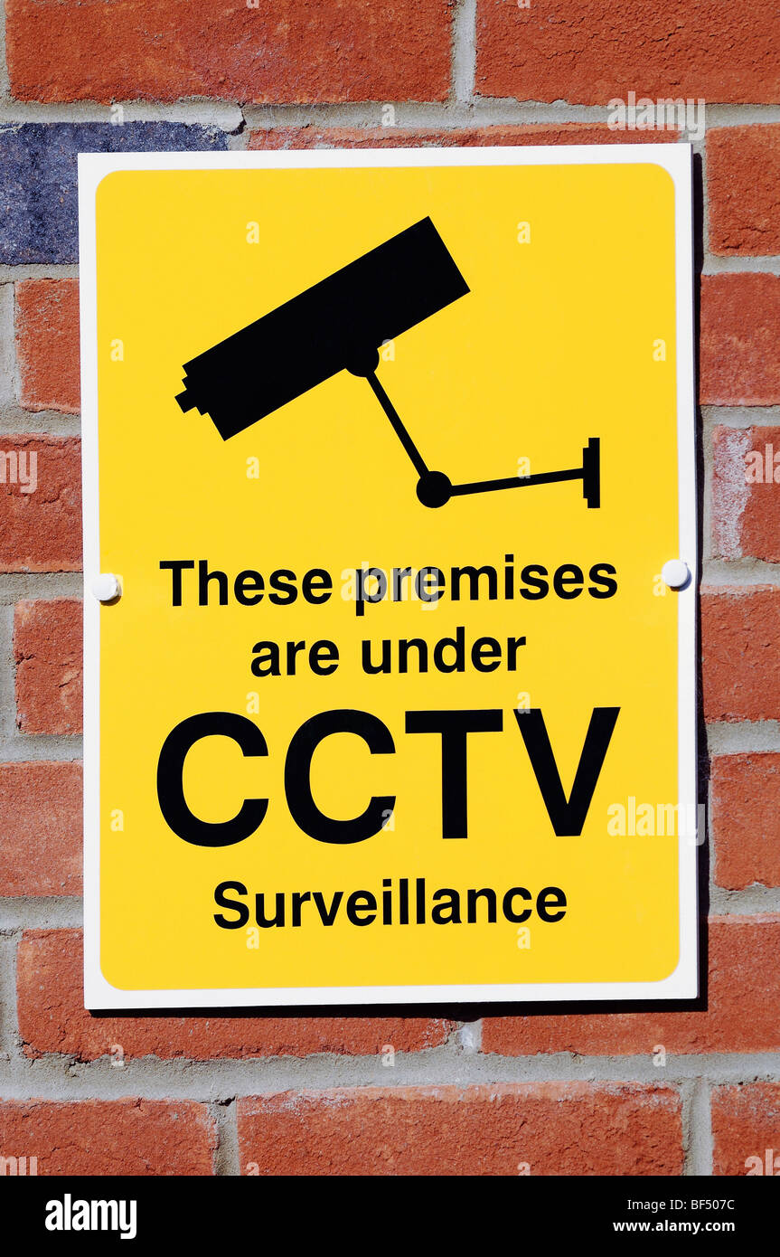 CCTV Security Camera Sign Warning that CCTV Surveillance is Operating in the Area. Stock Photo