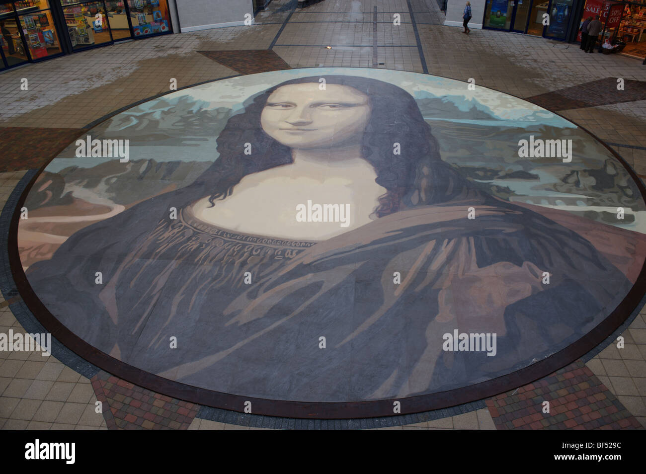 Mona Lisa at Eagles Meadow Shopping Centre, Wrexham, Wales, UK. Stock Photo