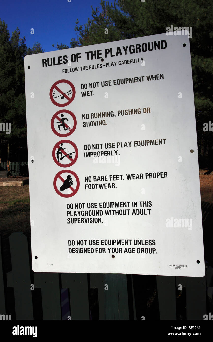 Rules for the playground, Long Island, NY Stock Photo
