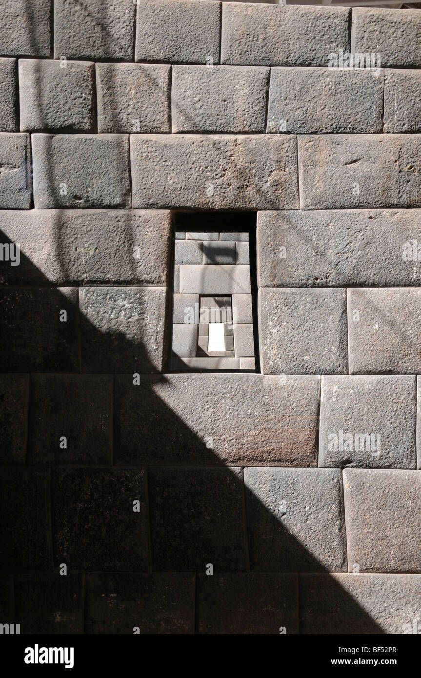 3 windows, Santo Domingo Monastery, Cusco, Inca settlement, Quechua settlement, Peru, South America, Latin America Stock Photo