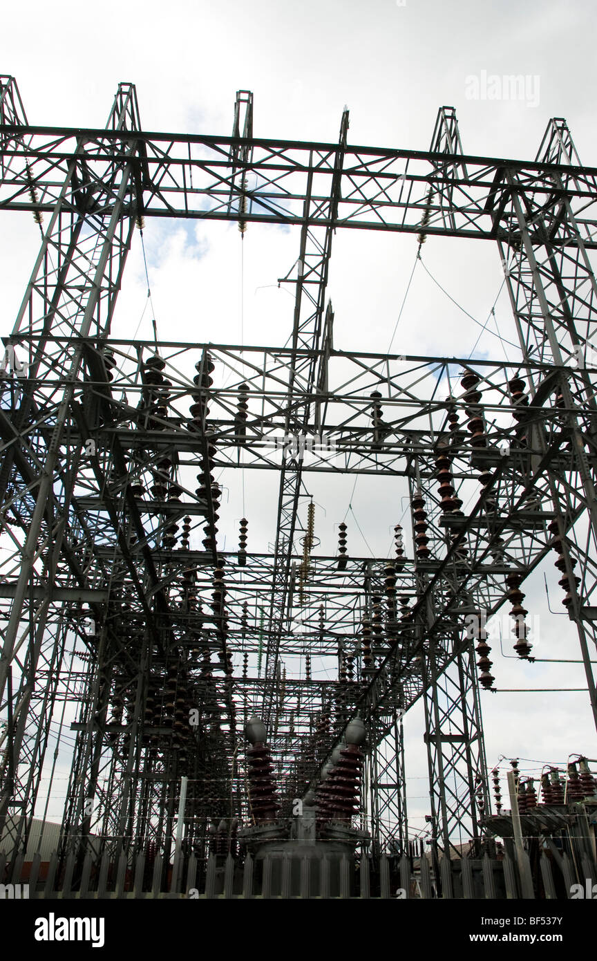 Power sub station and transmission lines, switch tower and insulators