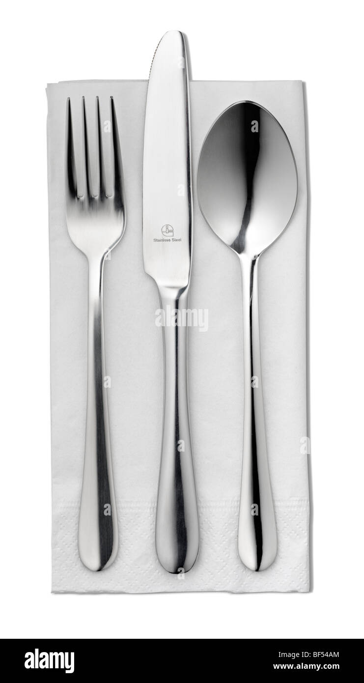 Knife Fork & Spoon on Napkin Stock Photo Alamy