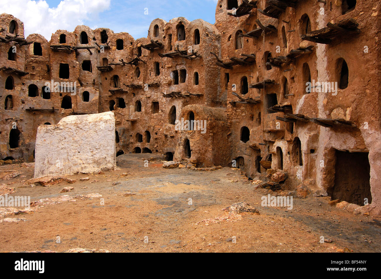 Open storage space in the inner wall of the Berber granary Qasr al-Haj, Nafusa Mountains, Libya, Africa Stock Photo