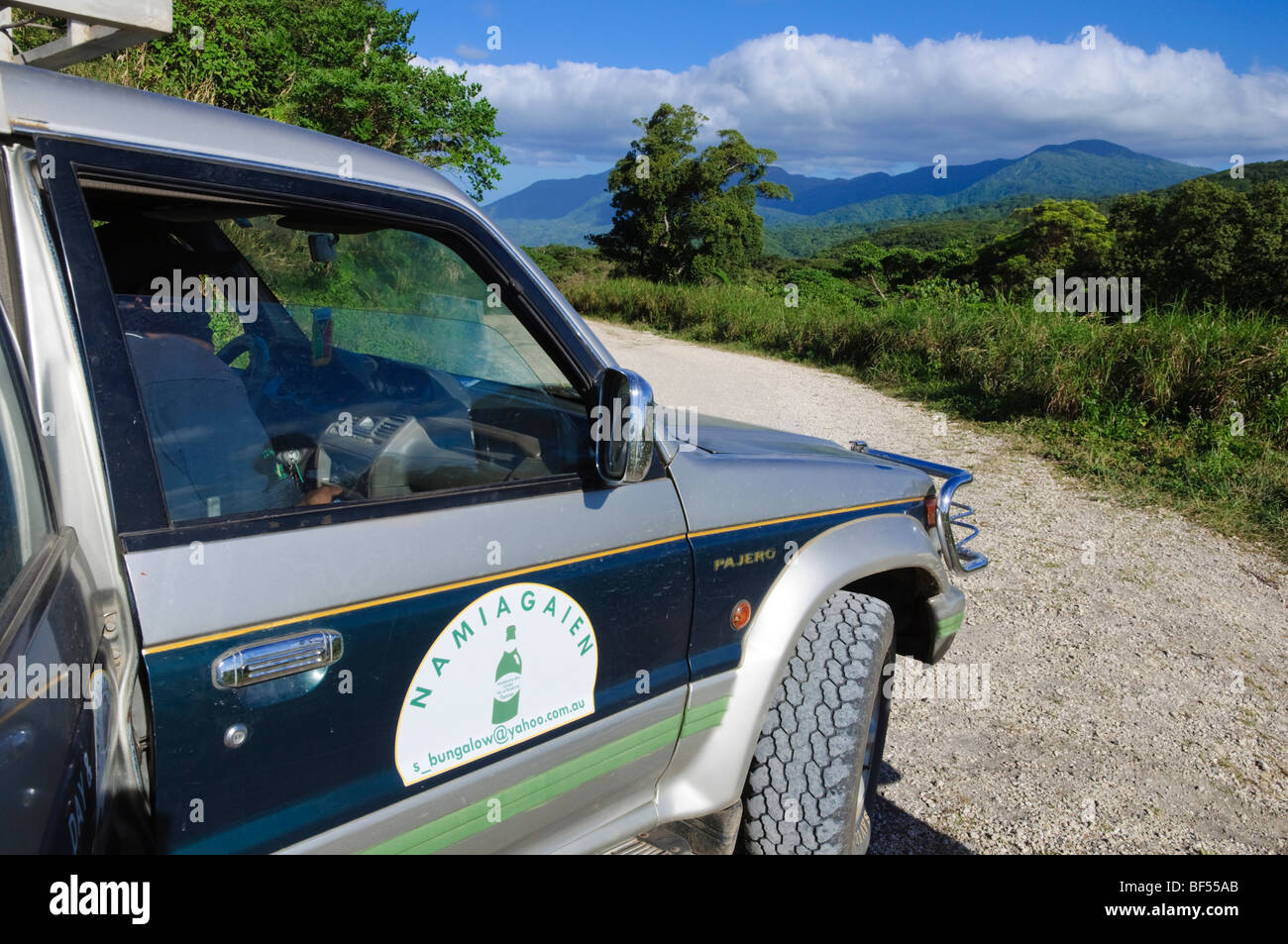 Tourist transport on scenic mountainside on a South Pacific island. Please click for more details. Stock Photo