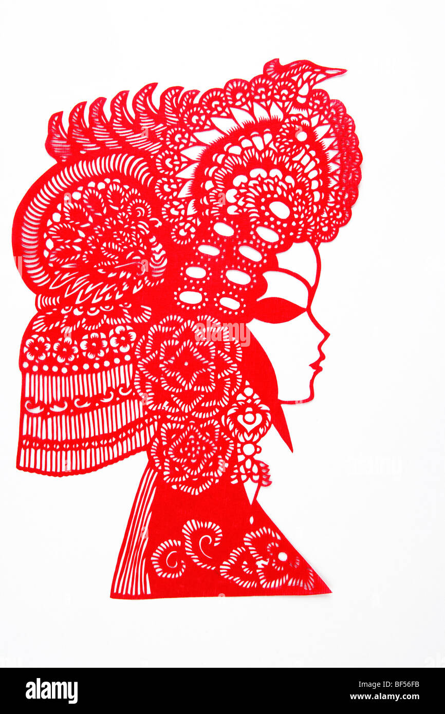 Chinese Paper Cutting art with Peking Opera facial pattern, Beijing
