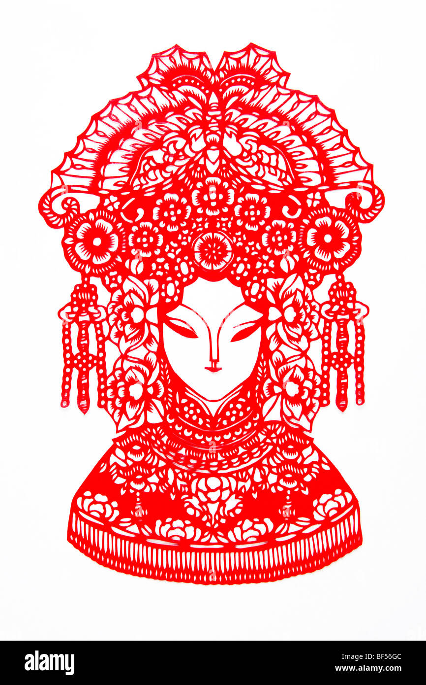 Chinese Paper Cutting art with Peking Opera facial pattern, Beijing