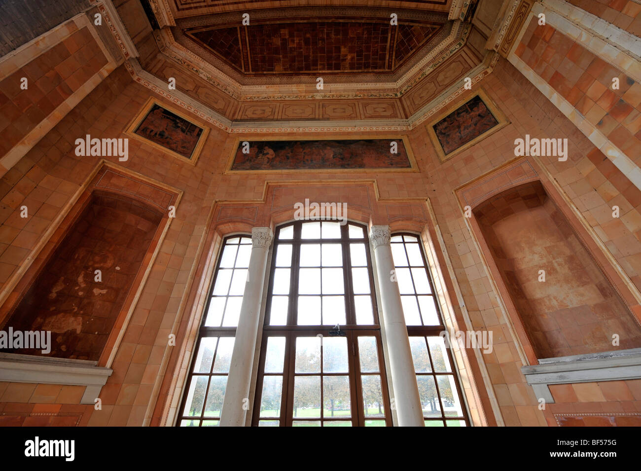 Open foyer with wall paintings, Trinkhalle pump hall, Baden-Baden, east wing, Baden-Wuerttemberg, Germany, Europe Stock Photo