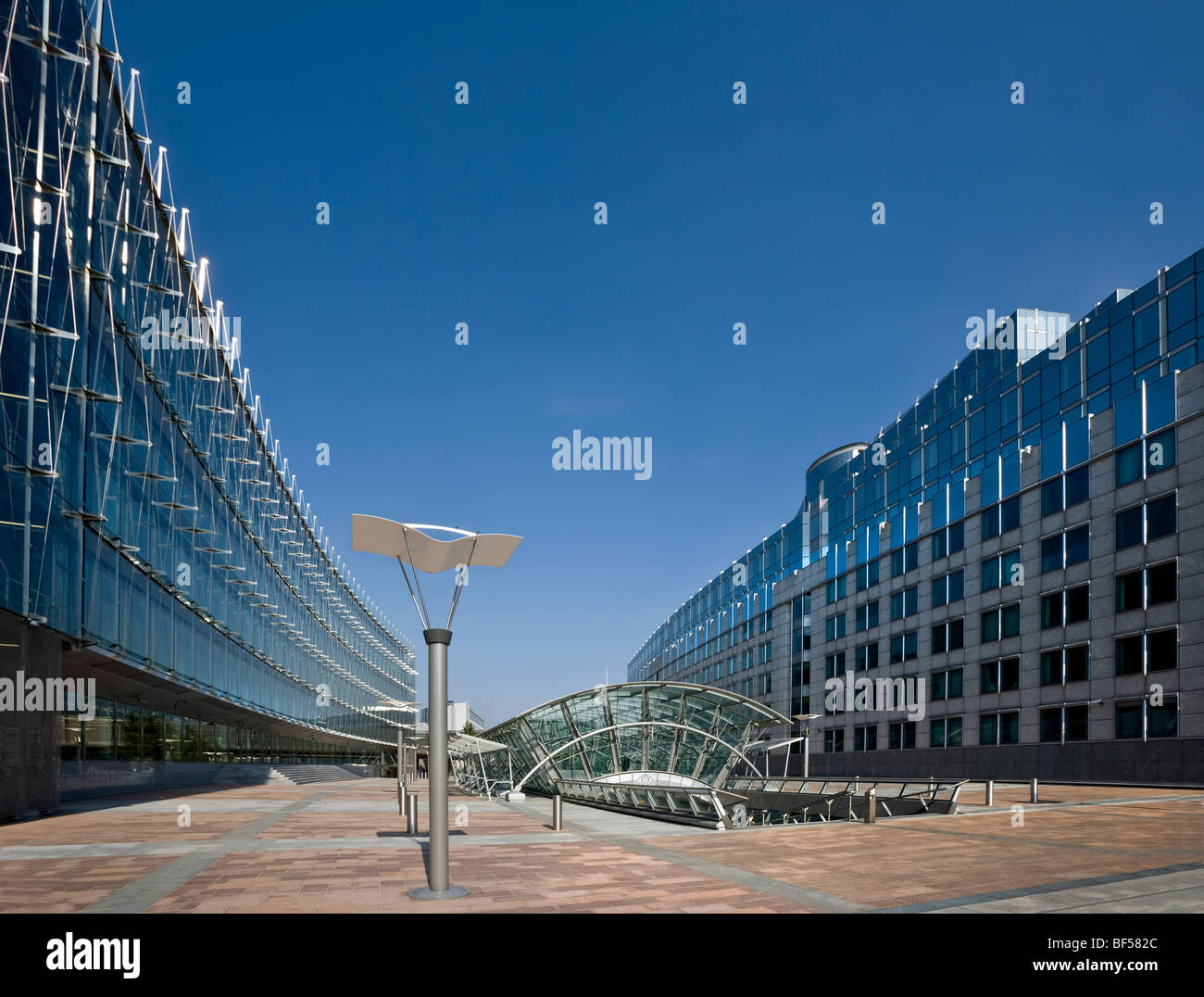 Brussels European Parliament  Belgium, Entrance railway station Stock Photo