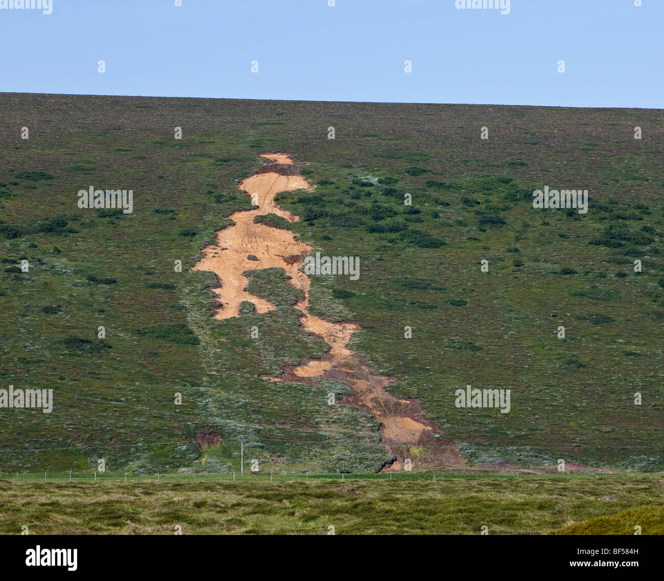 Soil erosion, Northern Iceland Stock Photo