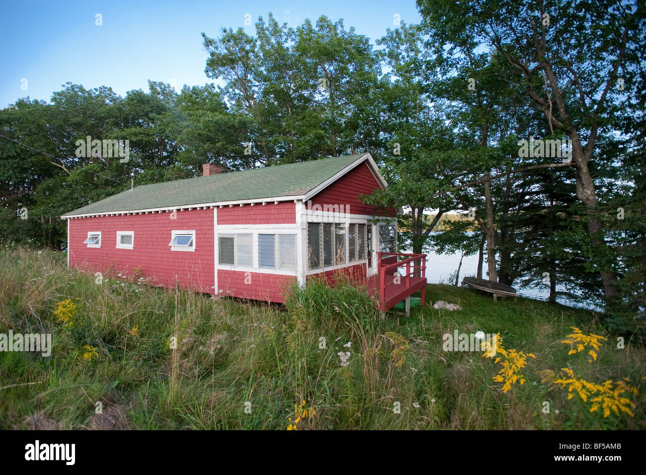 Vacation cabin on lake, Pleasant Pond Maine Stock Photo Alamy
