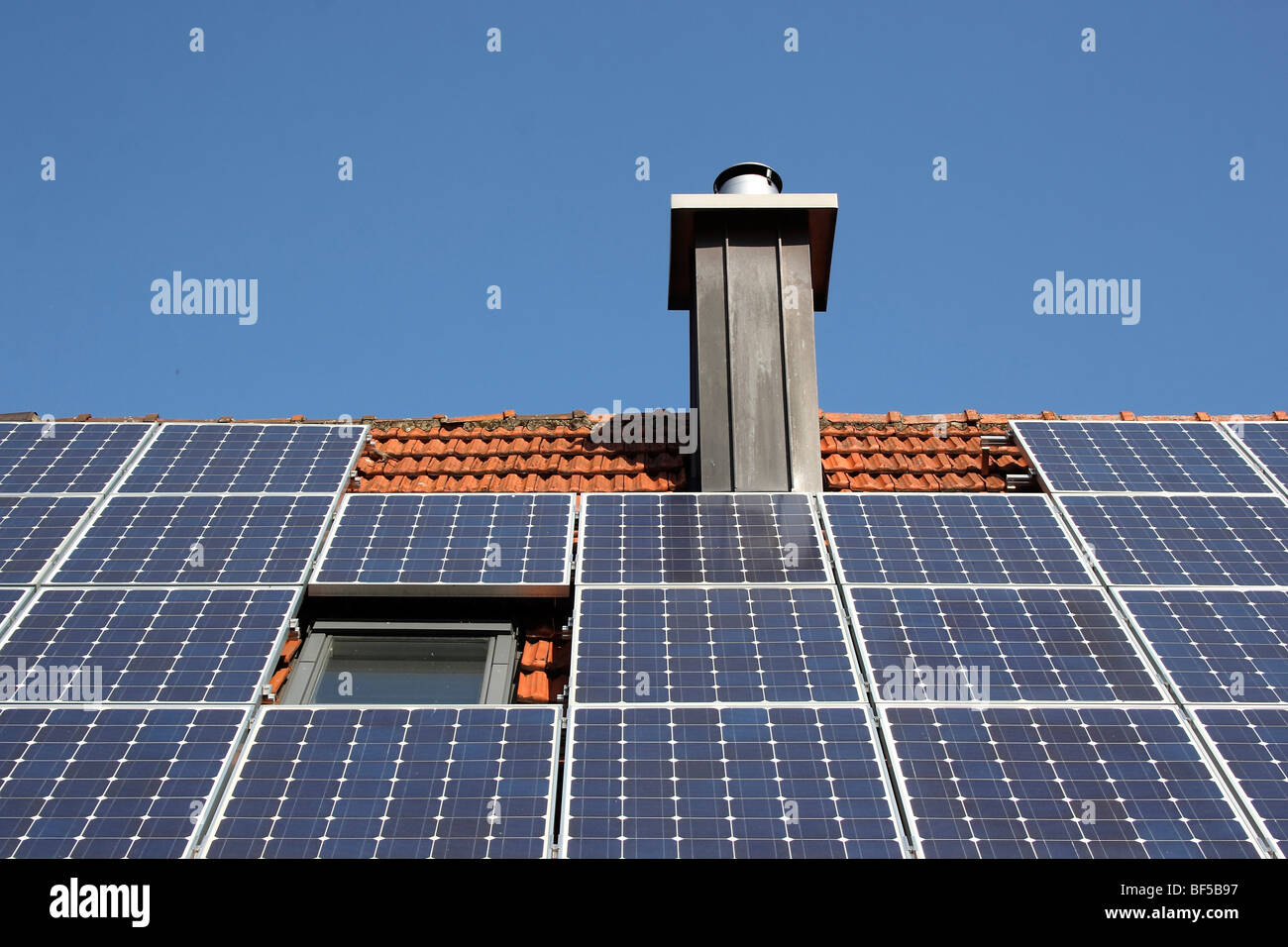 Photovoltaic system on a rooftop Stock Photo Alamy