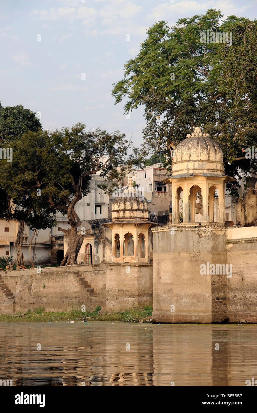 City Palace on Lake Pichola, detail, Udaipur, Rajasthan, North India, India, South Asia, Asia Stock Photo