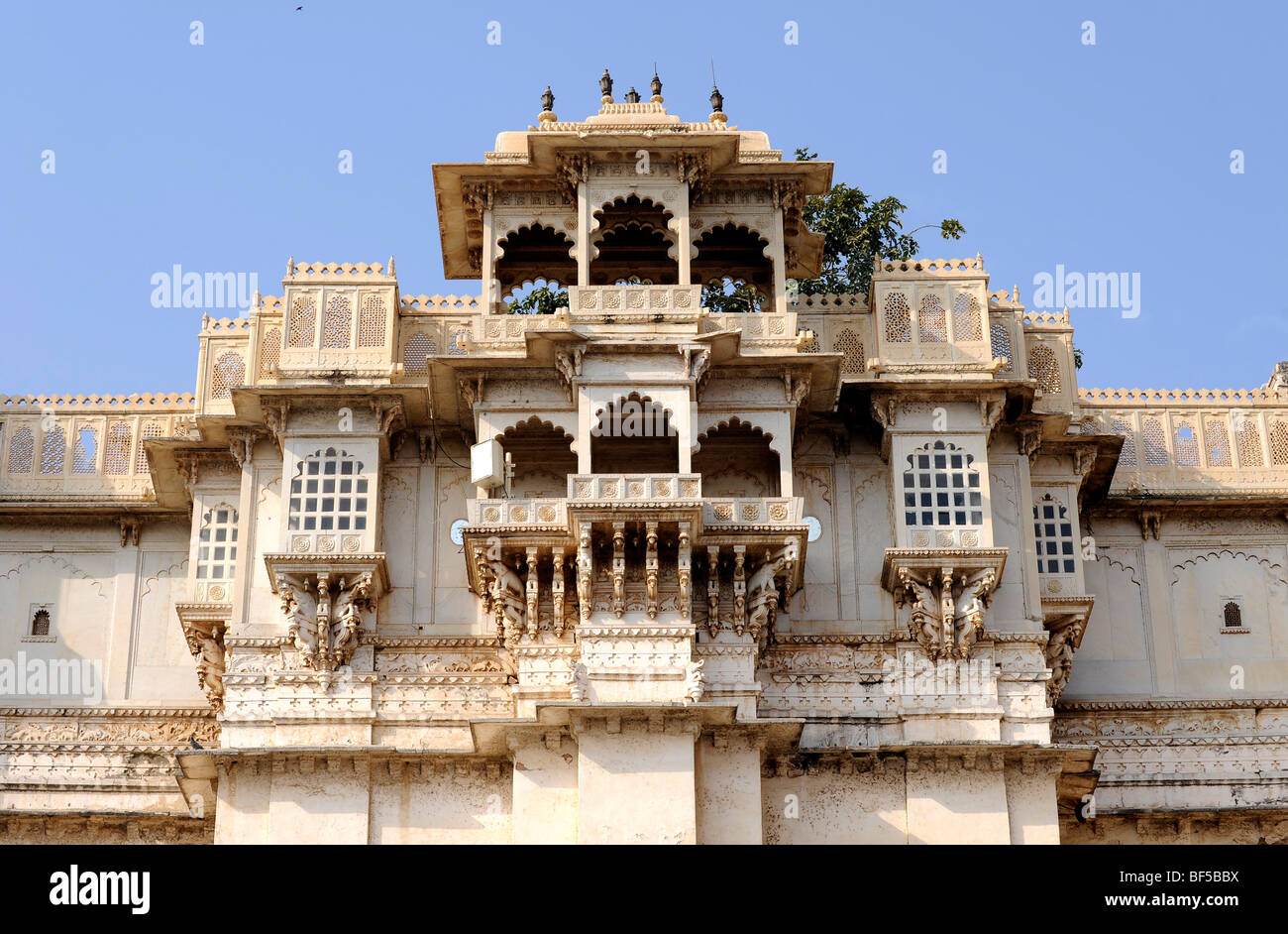 City palace of Udaipur, exterior, detail, Udaipur, Rajasthan, North India, India, South Asia, Asia Stock Photo