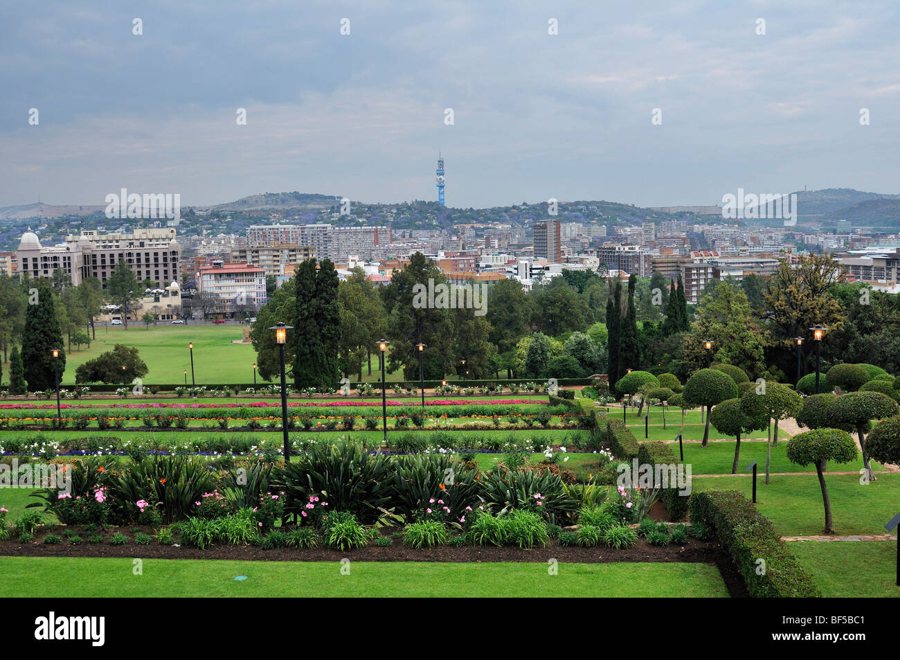 View from the gardens of the Union Buildings towards the city centre of