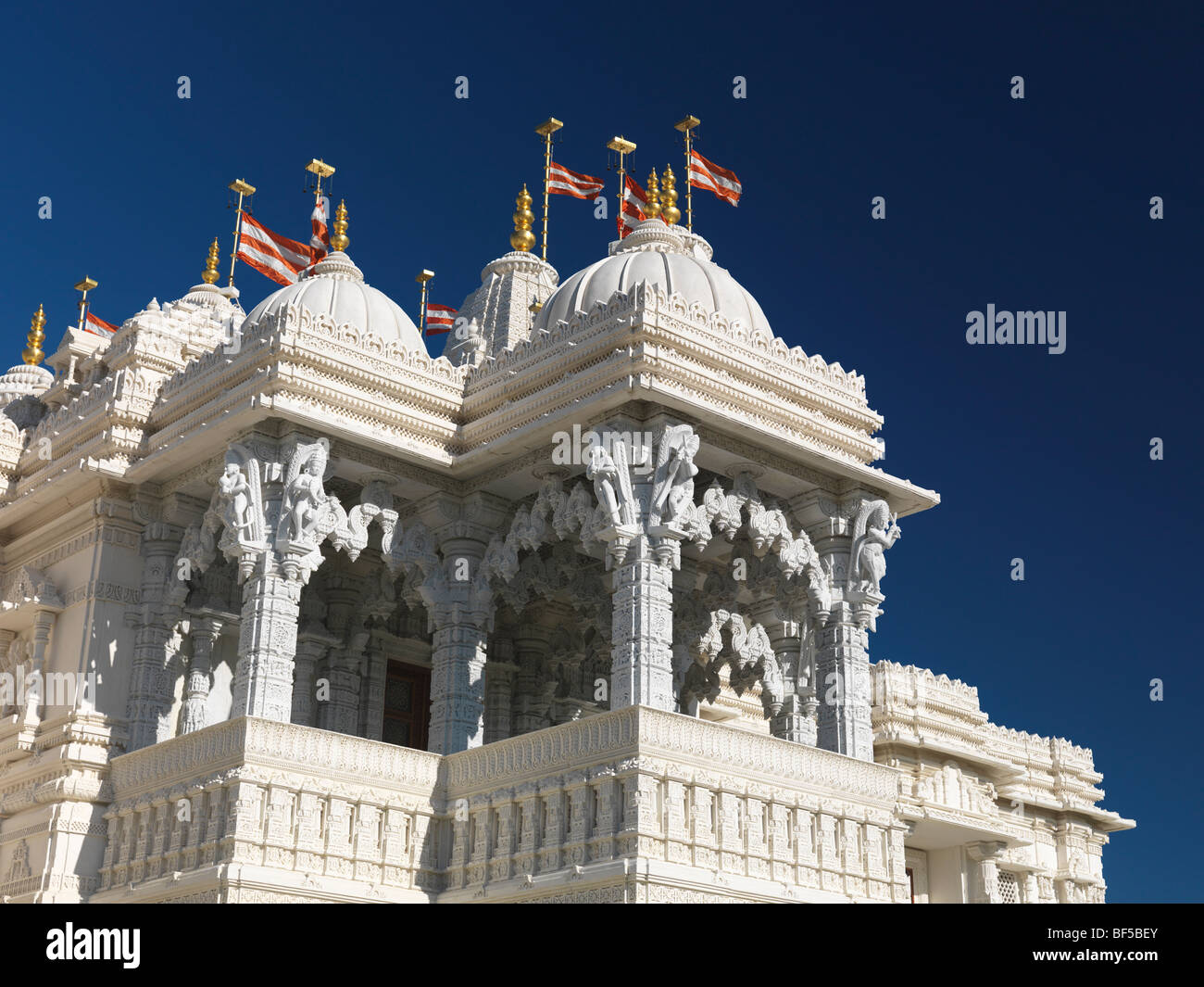 The Swaminarayan Mandir hand-carved white marble Hindu temple in Toronto, Ontario, Canada. Stock Photo