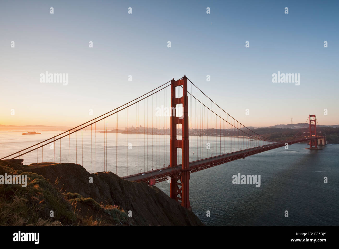Golden Gate Bridge with San Francisco in the morning, California, USA, America Stock Photo