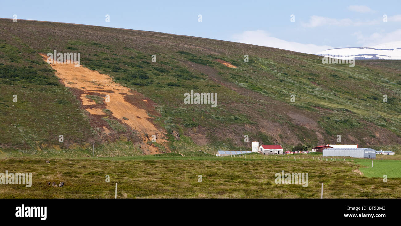 Soil erosion, Northern Iceland Stock Photo