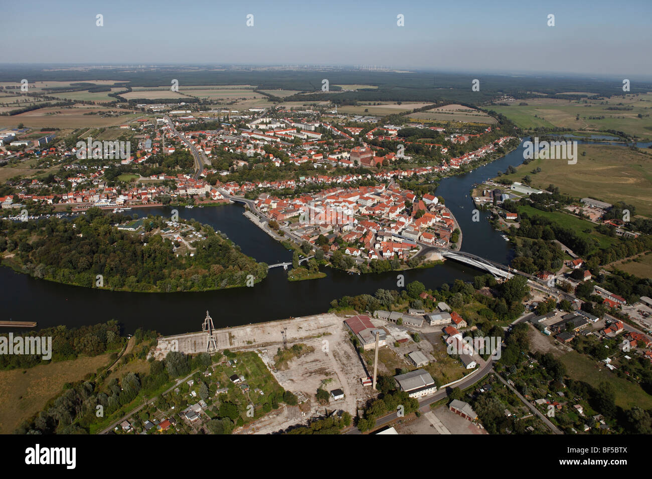 Aerial view, Havelberg, Saxony-Anhalt, Germany, Europe Stock Photo