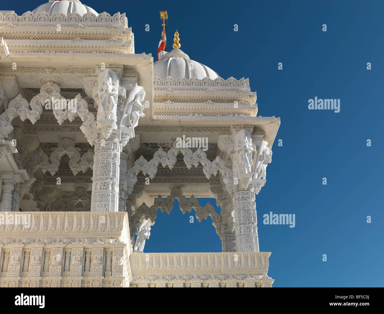The Swaminarayan Mandir hand-carved white marble Hindu temple in Toronto, Ontario, Canada. Stock Photo