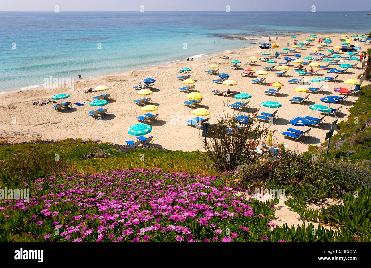 Overlooking the sandy beaches of Agia Napa, Cyprus, Greece, Europe Stock Photo