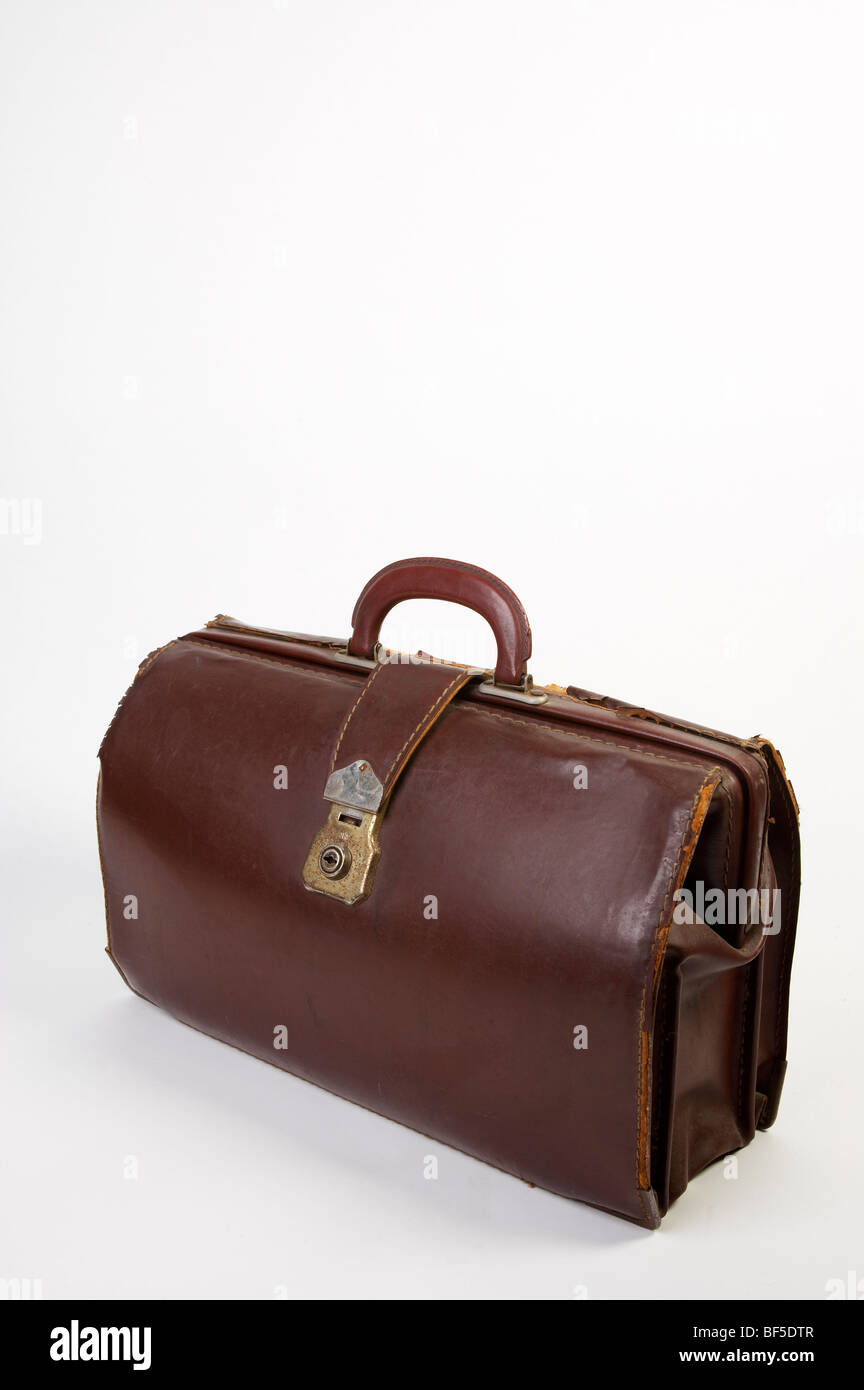 Old leather briefcase Stock Photo Alamy