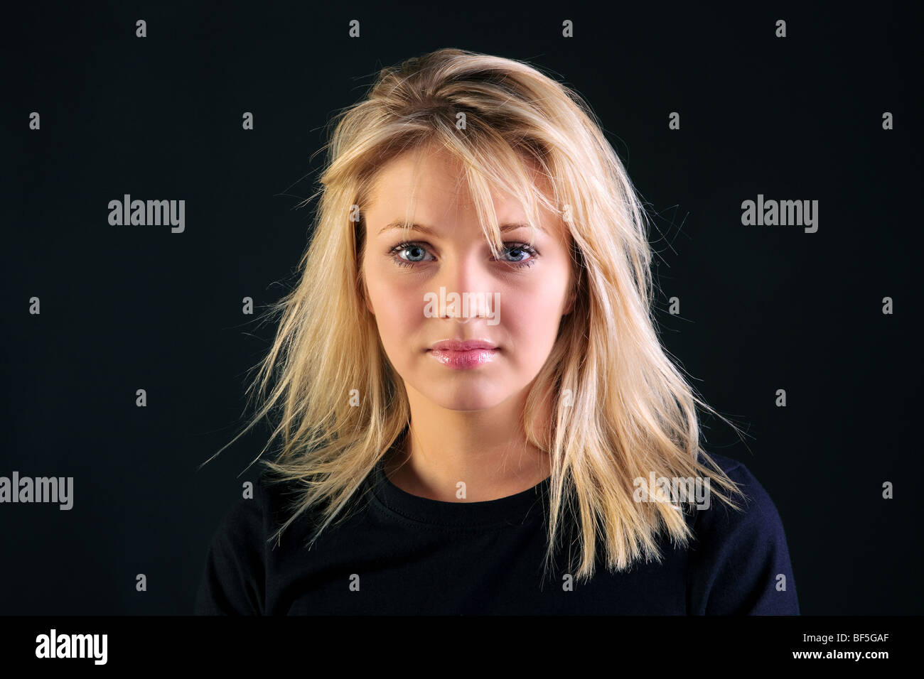 blonde woman with blue eyes